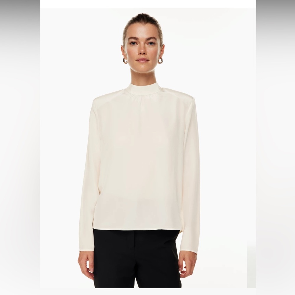 NWT Babaton Hollowell Silk Blouse in Birch Size Small